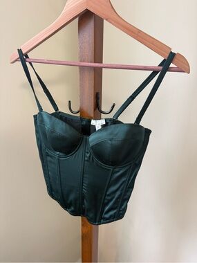 Fleur du Mal Emerald Satin Bustier Top